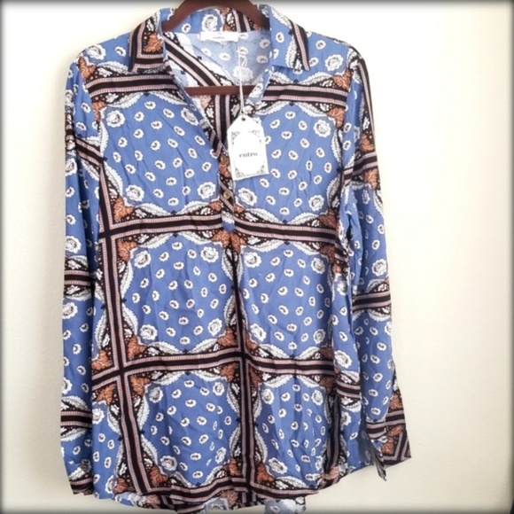 entro Tops - Entro Paisley Print Half Button up Top NWT
